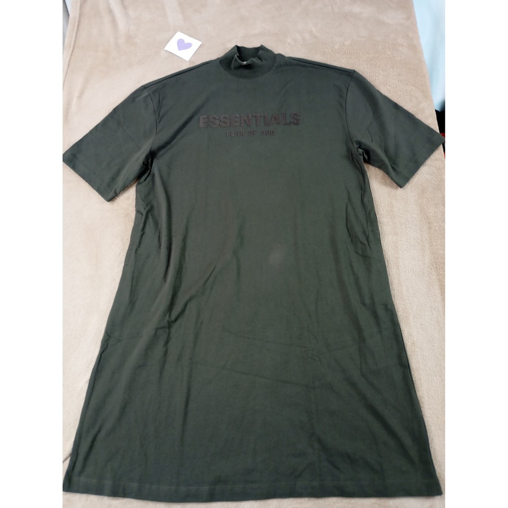 Fear of God Essentials Mock Neck Shirt Women XXS Dark Green With Pockets SL